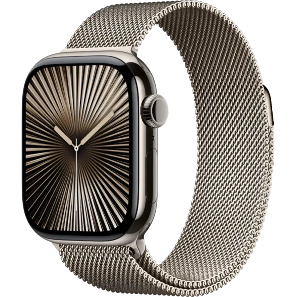 Apple Watch Series 10 46mm Natural Titanium Case Natural Stainless Steel Milanese Loop